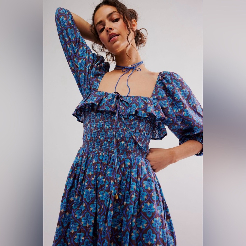 ▪️NWT Free People Oasis Printed Midi Dress/XS - Picture 2 of 11